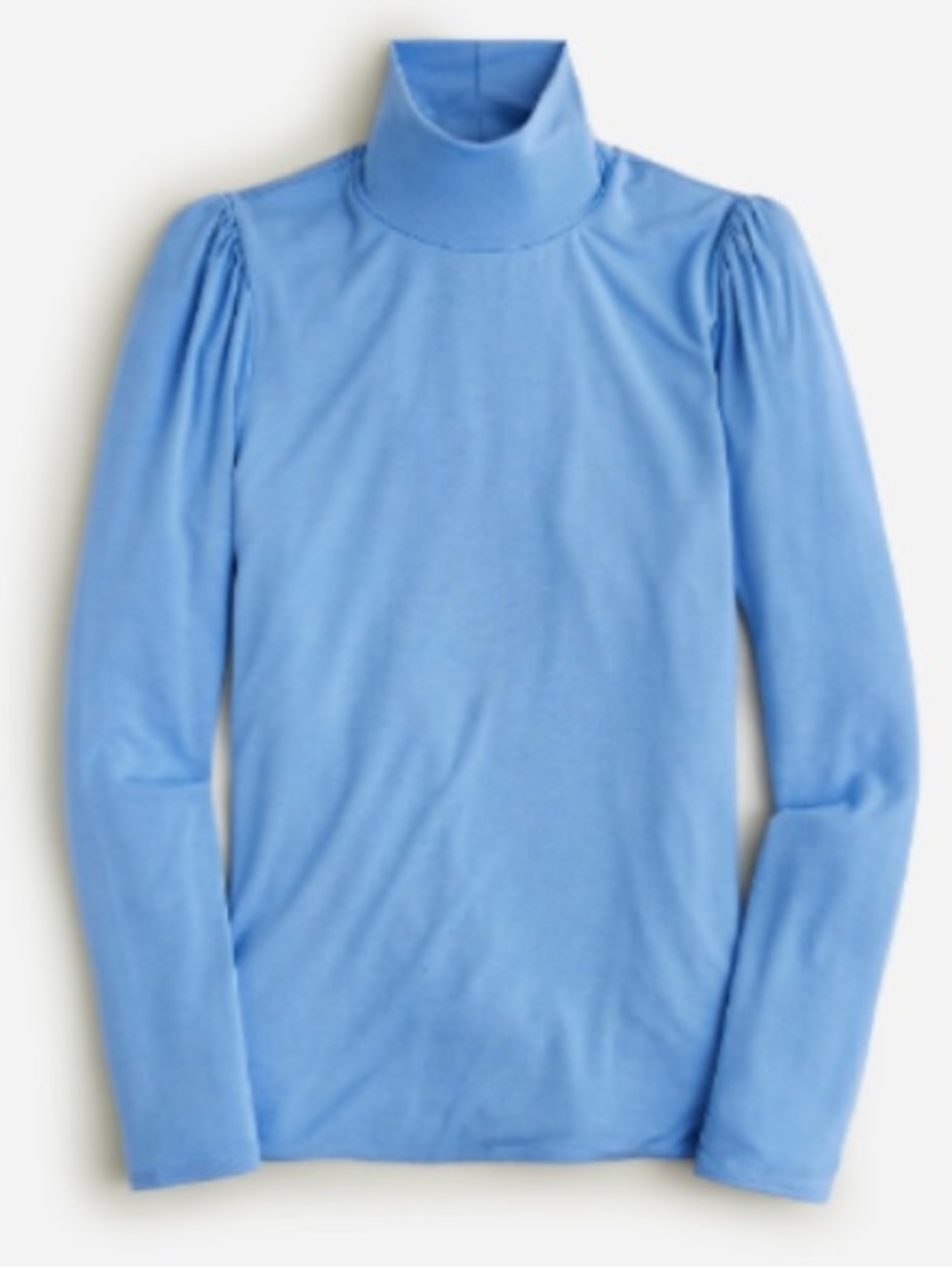 J. Crew FormKnit Mountain Stream Blue Puff-Sleeve Turtleneck L NWT